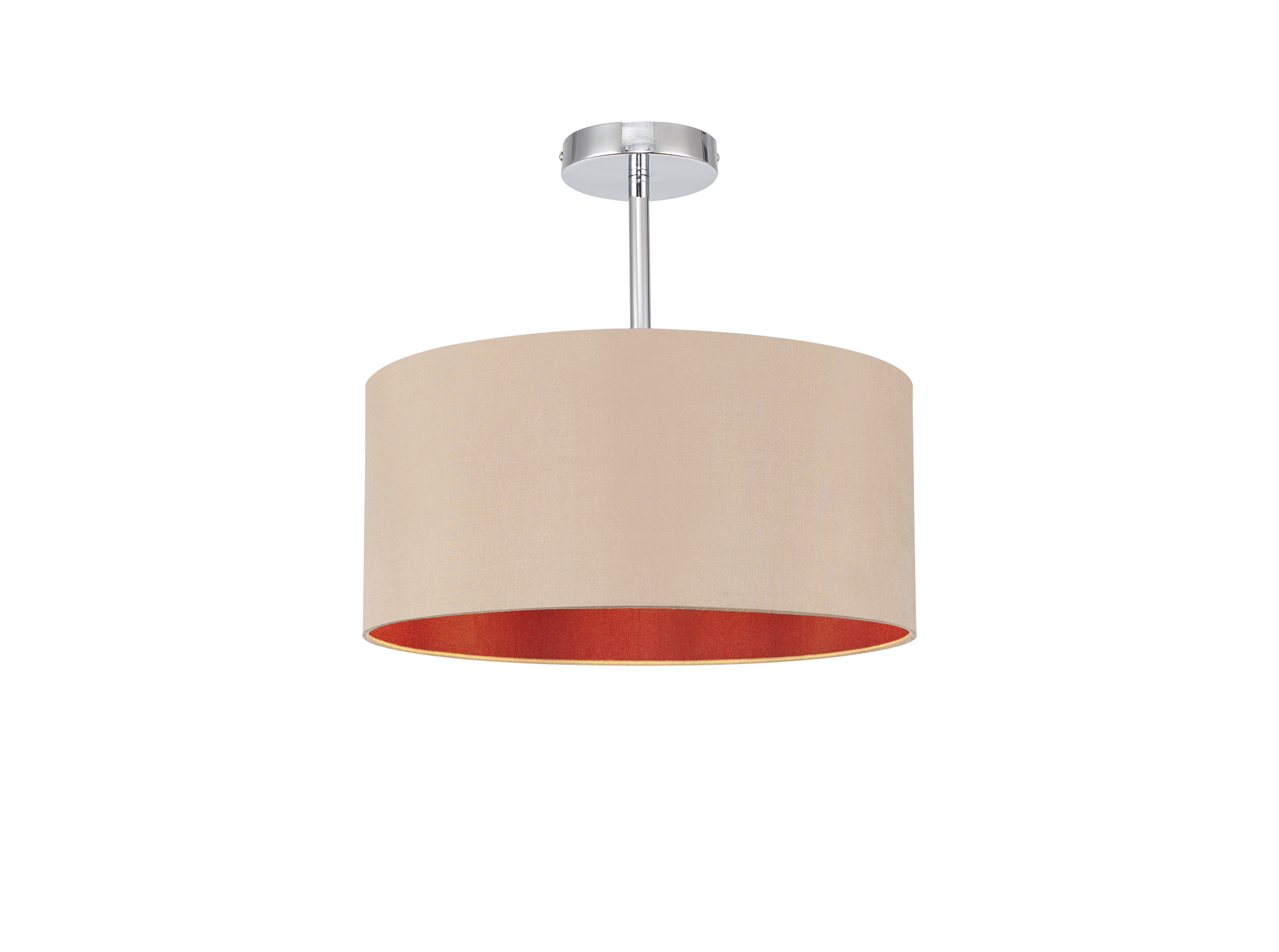 Baymont 40cm Semi Flush 1 Light Polished Chrome, Antique Gold/Ruby DK0092  Deco Baymont